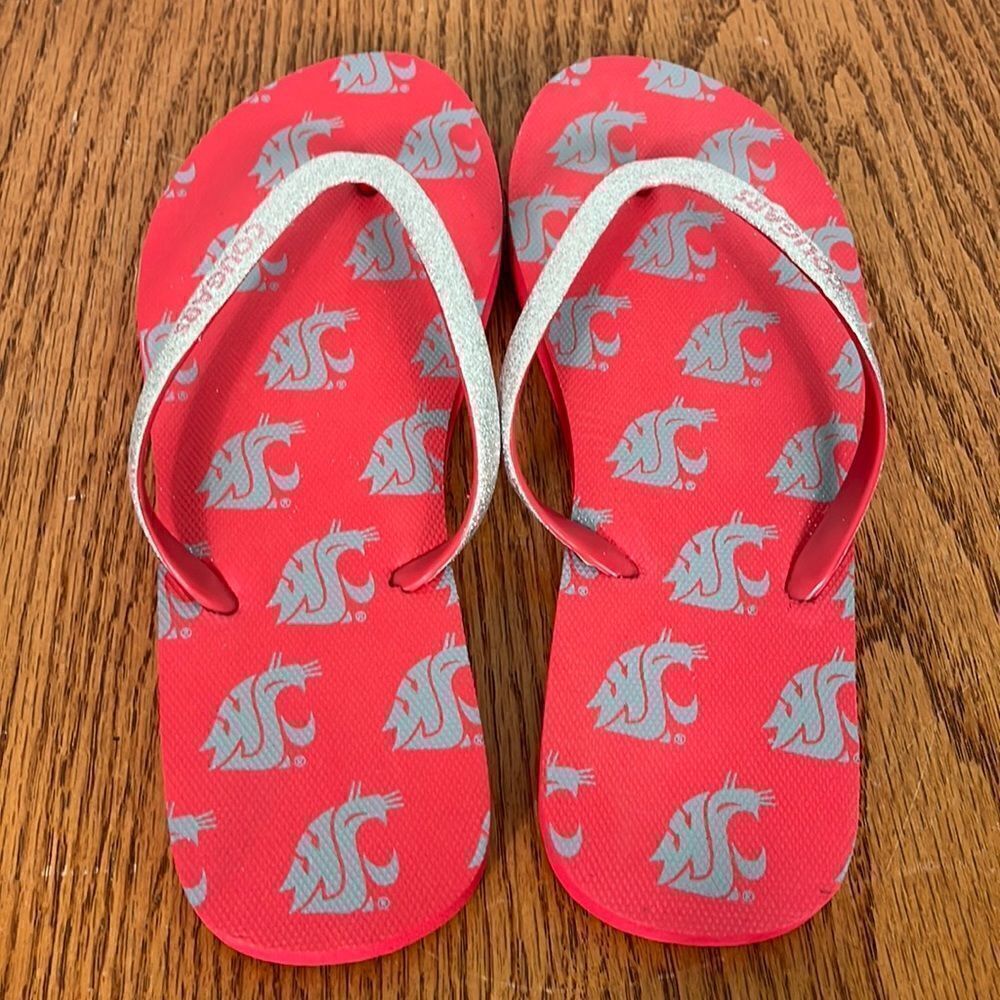 Washington State University WSU Cougs Flip Flops Sandals 7-8 excellent condition